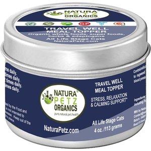 Nature Petz Organics  TRAVEL WELL MEAL TOPPER* Stress, Relaxation & Calming Support* Cat Supplement, 4-oz jar