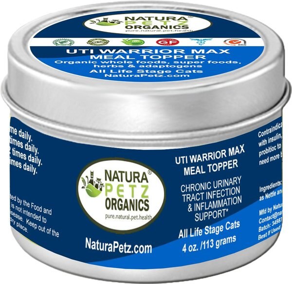 Natura Petz Organics UTI WARRIOR MAX MEAL TOPPER* Chronic Urinary Tract Infection & Inflammation Support* Cat Supplement, 4-oz jar slide 1 of 4