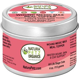 Natura Petz Organics WOUND MEDIC MAX MEAL TOPPER* Master Wound, Skin & Coat Support* Cat Supplement, 4-oz jar