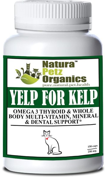 Natura Petz Organics YELP FOR KELP - Omega 3 & 6 Thyroid & Whole Body Multi-Mineral, Vitamin & Dental Support* Cat Supplement, 150 count slide 1 of 4