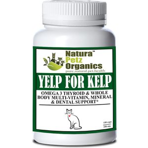 Natura Petz Organics YELP FOR KELP - Omega 3 & 6 Thyroid & Whole Body Multi-Mineral, Vitamin & Dental Support* Cat Supplement, 150 count