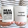 904 Custom Personalized Real Men Love Cats Double Sided Mug, 11-oz