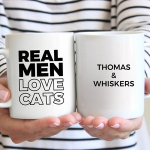 904 Custom Personalized Real Men Love Cats Double Sided Mug, 11-oz