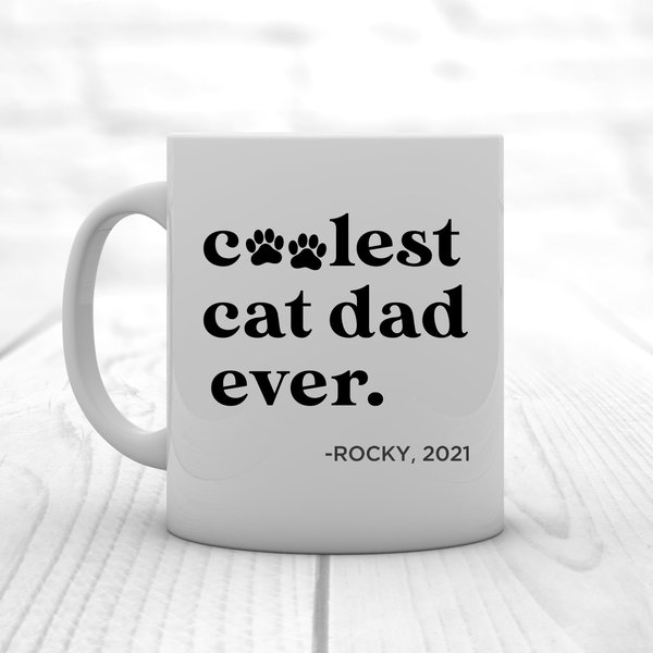 904 Custom Personalized Coolest Cat Dad Ever Double Sided Mug, 11-oz slide 1 of 4