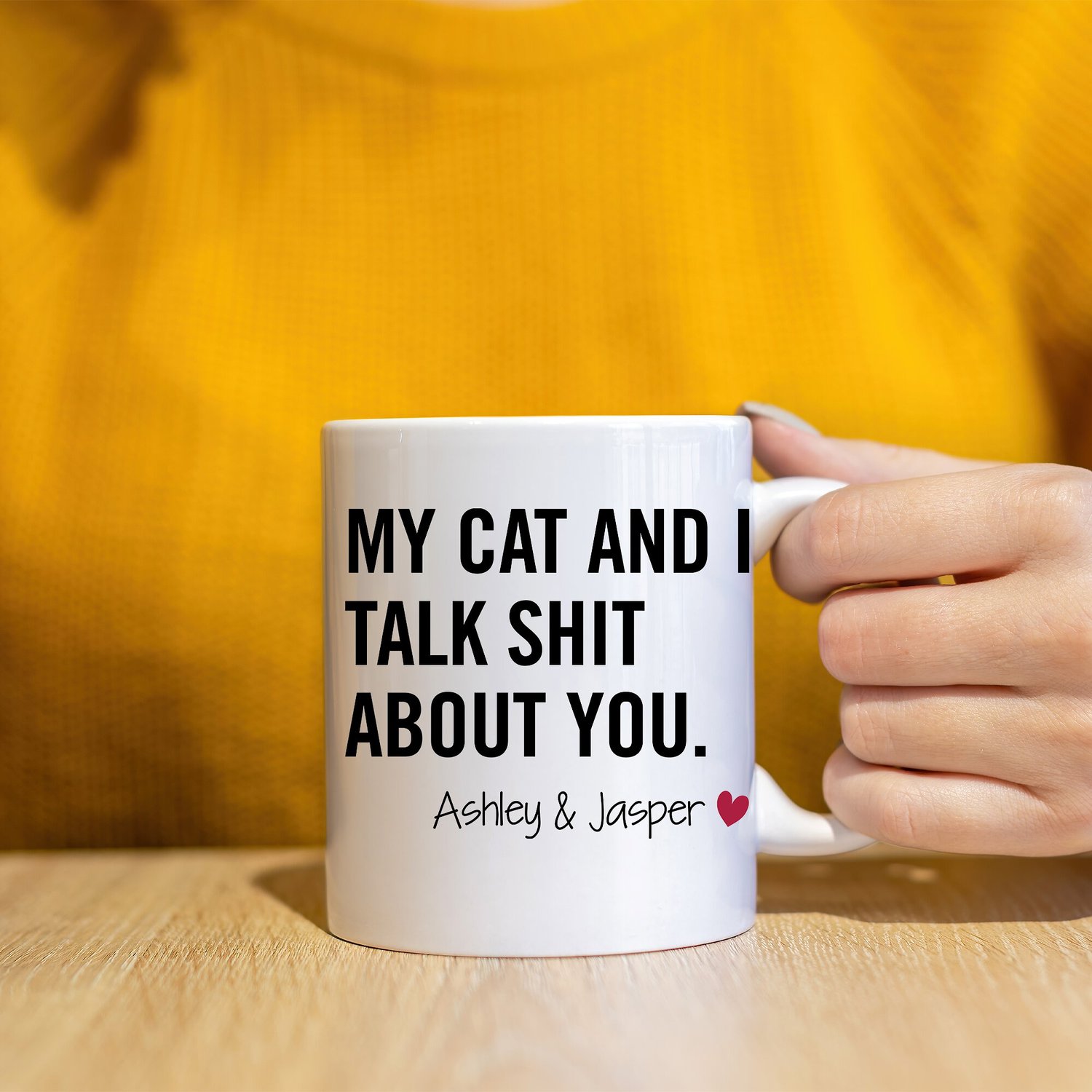 904 Custom Personalized Real Men Love Cats Double Sided Mug, 11-oz