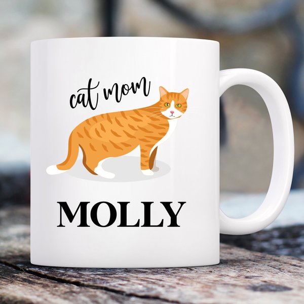904 Custom Personalized Orange Tabby Cat Mom Double Sided Mug, 11-oz slide 1 of 4
