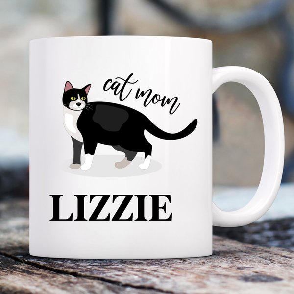 904 Custom Personalized Retro Cat Mom Double Sided Mug, 11-oz