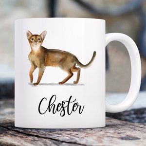 904 Custom Personalized Abysinnian Cat Mom Double Sided Mug, 11-oz