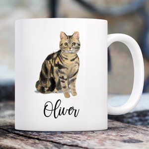 904 Custom Personalized Brown Tabby Cat Mom Double Sided Mug, 11-oz