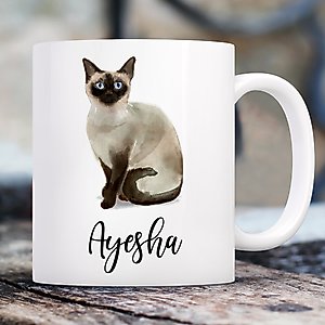 904 Custom Personalized Siamese Cat Mom Double Sided Mug, 11-oz