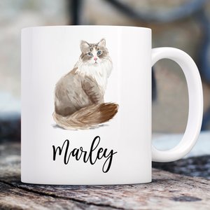 904 Custom Personalized Ragdoll Cat Mom Double Sided Mug, 11-oz