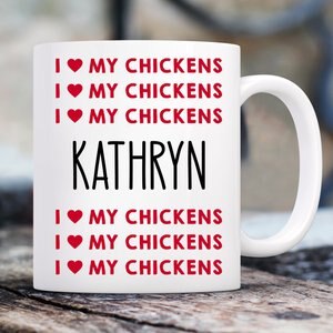904 Custom Personalized I Love My Chickens Double Sided Mug, 11-oz