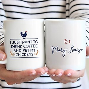 904 Custom Personalized Drink Coffee, Pet Chickens Double Sided Mug, 11-oz