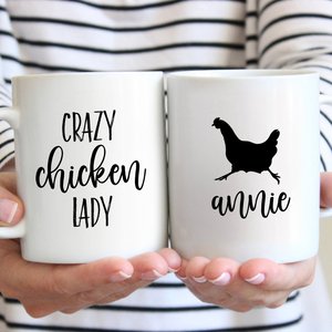 904 Custom Personalized Crazy Chicken Lady Double Sided Mug, 11-oz