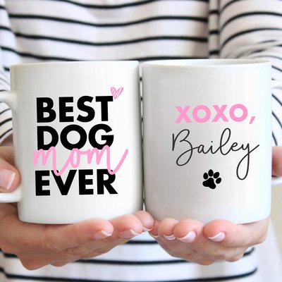 904 Custom Personalized Best Dog Mom Ever Double Sided Mug, 11-oz, slide 1 of 1