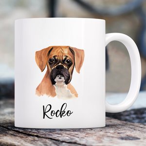 904 Custom Personalized Dog Breed Watercolor Mug, 11-oz, Boxer