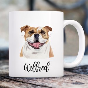 904 Custom Personalized Dog Breed Watercolor Mug, 11-oz, English Bulldog