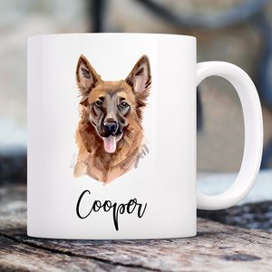 904 Custom Personalized Dog Breed Watercolor Mug, 11-oz, German Shepherd