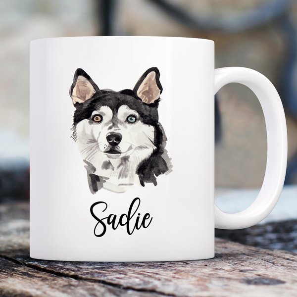 904 Custom Personalized Dog Breed Watercolor Mug, 11-oz, Husky slide 1 of 4