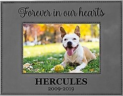 904 Custom Personalized Forever in our Hearts Leatherette Pet Memorial Picture Frame