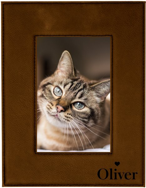 904 Custom Personalized Name with Heart Leatherette Pet Picture Frame slide 1 of 5