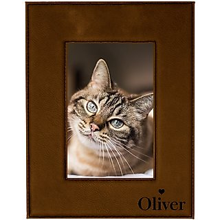 904 Custom Personalized Name with Heart Leatherette Pet Picture Frame slide 1 of 5