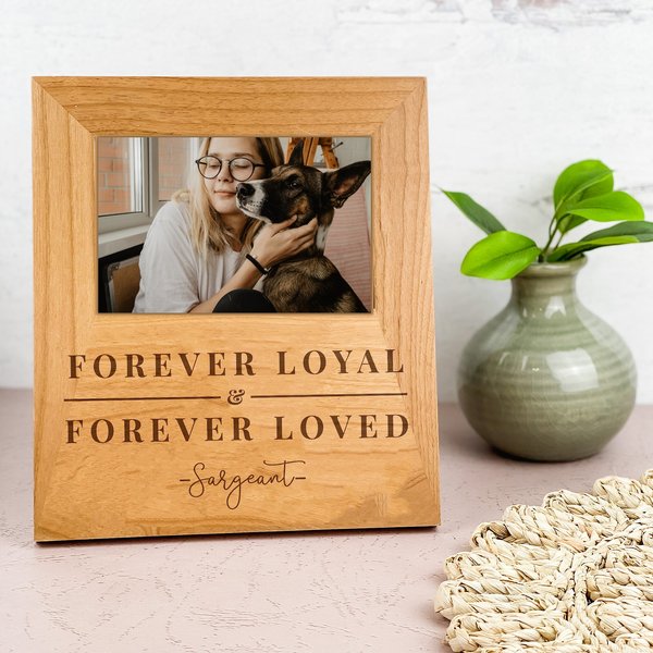 904 Custom Personalized Forever Loyal & Forever Loved Engraved Wooden Pet Picture Frame slide 1 of 1