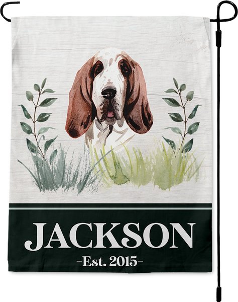 904 Custom Personalized Dog Breed Botanical Garden Flag, Basset Hound slide 1 of 4