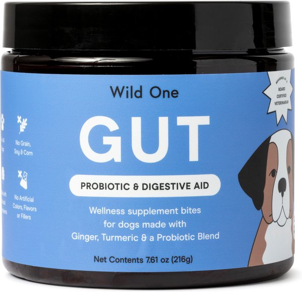 Wild One Gut Support Probiotic & Digestive Aid Soft Chew Dog Supplement, 120 count slide 1 of 10