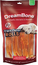 DreamBone Triple Flavor Rolls Dog Treats, 6 count