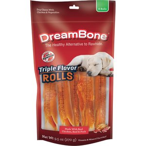 DreamBone Triple Flavor Rolls Dog Treats, 6 count