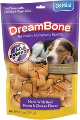 DreamBone Mini Chews Bacon & Cheese Flavor Dog Treats, 16 count