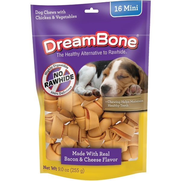 DREAMBONE Mini Chews Bacon & Cheese Flavor Dog Treats, 16 count