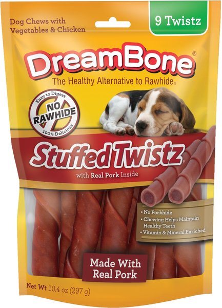DreamBone Stuffed Twist-Pork Dog Treats, 9 count