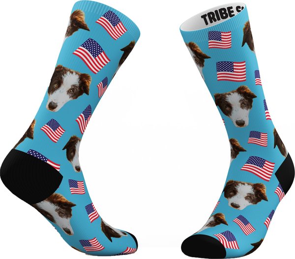 Tribe Socks Personalized American Flag Pet Face Socks slide 1 of 3