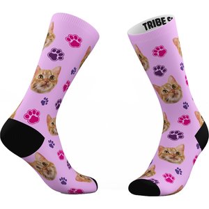 Tribe Socks Personalized Cat Face Socks, Pink