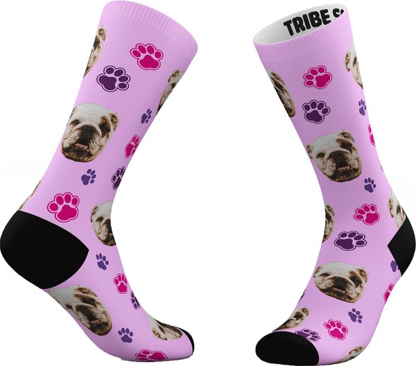 Tribe Socks Personalized Dog Face Socks, Pink slide 1 of 2