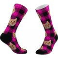 Tribe Socks Personalized Plaid Pet Face Socks, Pink