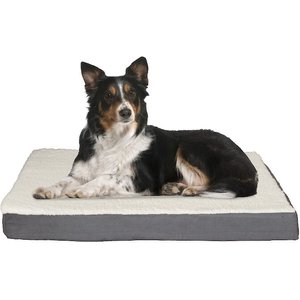 Pet Adobe Memory Foam Orthopedic Bolster Dog Bed with Removable Cover, Gray, Medium