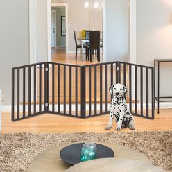 Pet Adobe 4-Panel Freestanding Dog & Cat Gate, Brown, Medium