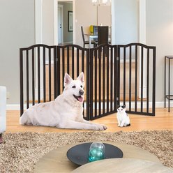 Pet Adobe 4-Panel Freestanding Dog & Cat Gate, Brown, Large