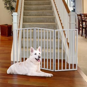 Pet Adobe 3-Panel Freestanding Folding Dog & Cat Gate, White, Medium