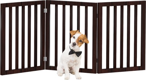 Pet Adobe Accordian Style 3-Panel Dog & Cat Gate, Dark Brown