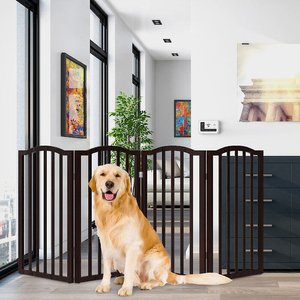 Pet Adobe Scallop Top Freestanding Dog & Cat Gate, Brown