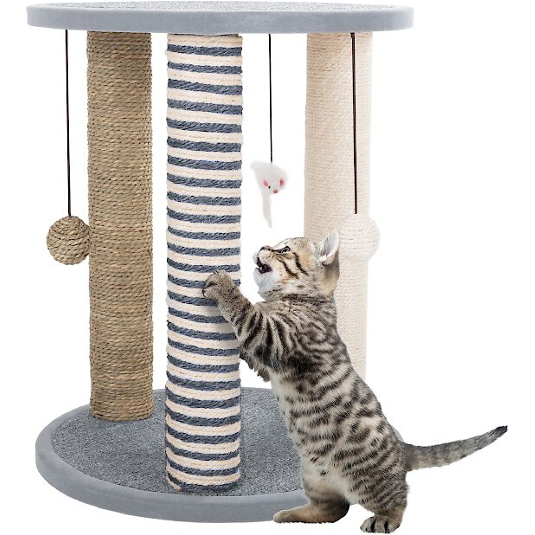 PET ADOBE 19.25 in Polyester Cat Scratching Post with Toys Gray