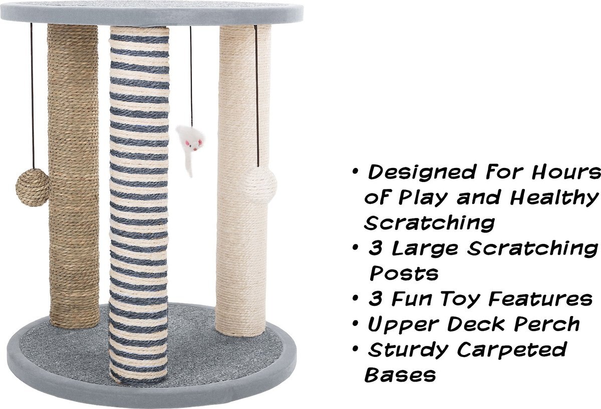 PET ADOBE 19.25in Polyester Cat Scratching Post with Toys, Gray