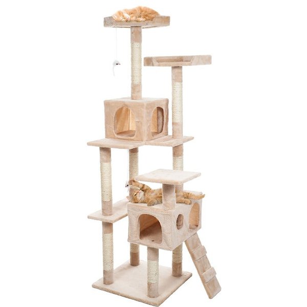 FRISCO 62-in Modern Cat Tree & Condo, Natural - Chewy.com