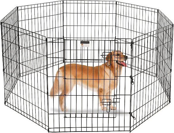 Puppies 40-Inch-Tall Pet Exercise Playpen – 8 Panel Folding Indoor/Outdoor Enclosure with Gate for Dogs Cats or Small Animals by Pet Trex Black 