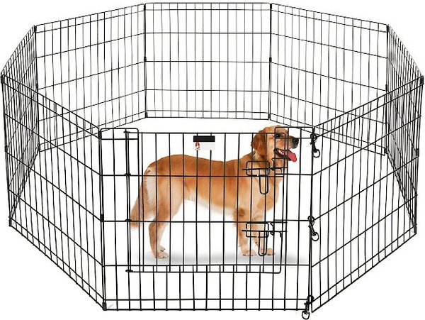 PET ADOBE 8-Panel Folding Metal Dog & Cat Playpen & Door, Black, Small ...