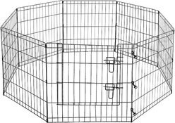 Pet Adobe 8-Panel Folding Metal Dog & Cat Playpen & Door, Black Satin